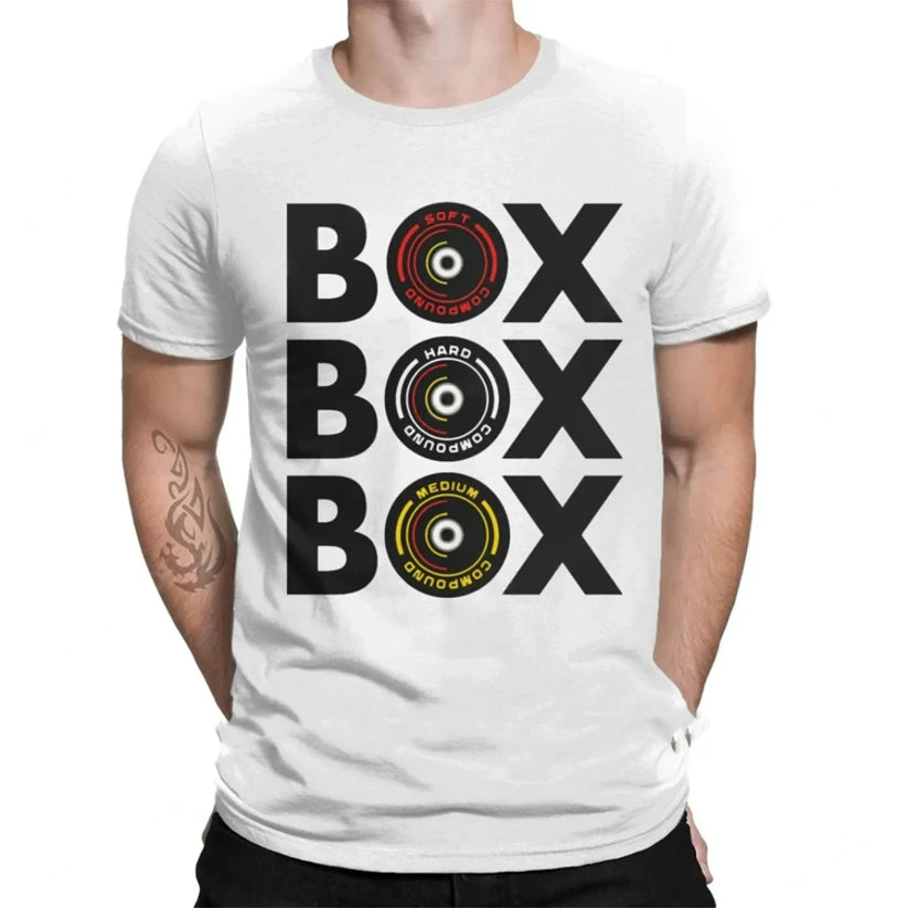 Box Box Box Tyre Compound T Shirt Graphic Oversized Men Women T Shirt All Season Casual Cotton Tops Loose Tees